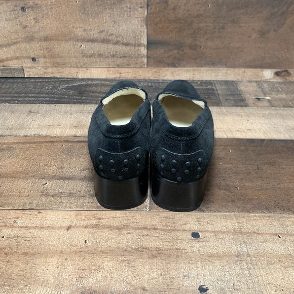 Tod's Black Suede Block Heel Loafers - Picture 4 of 7